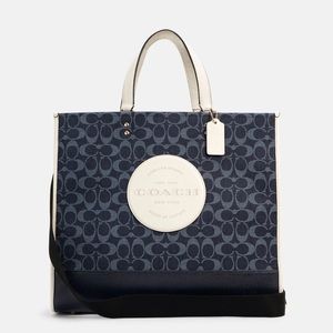 Dempsey Tote 40 In Signature Denim With Coach Patch